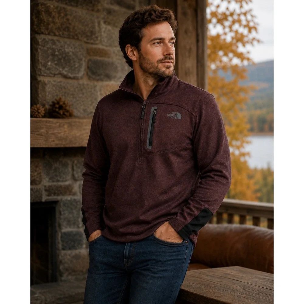The North‎ Face Quarter Zip Fleece Pullover Gorpcore Hiking Outdoor Maroon Sz L
